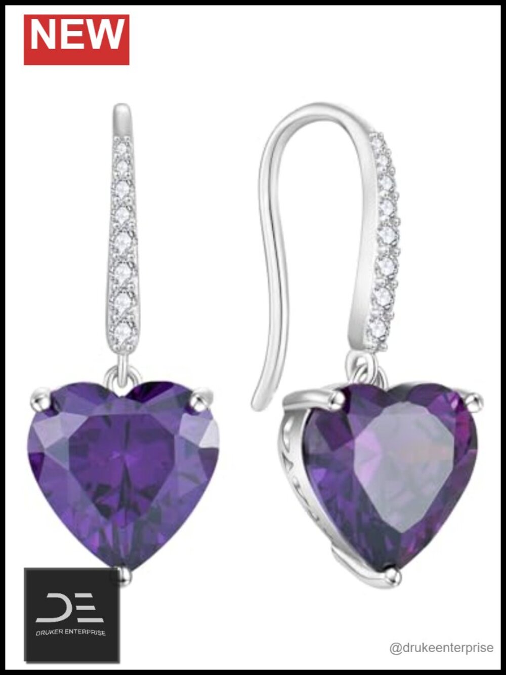 Heart Dangle Drop Earrings Sterling Silver Birthstone Jewelry Gift for Women